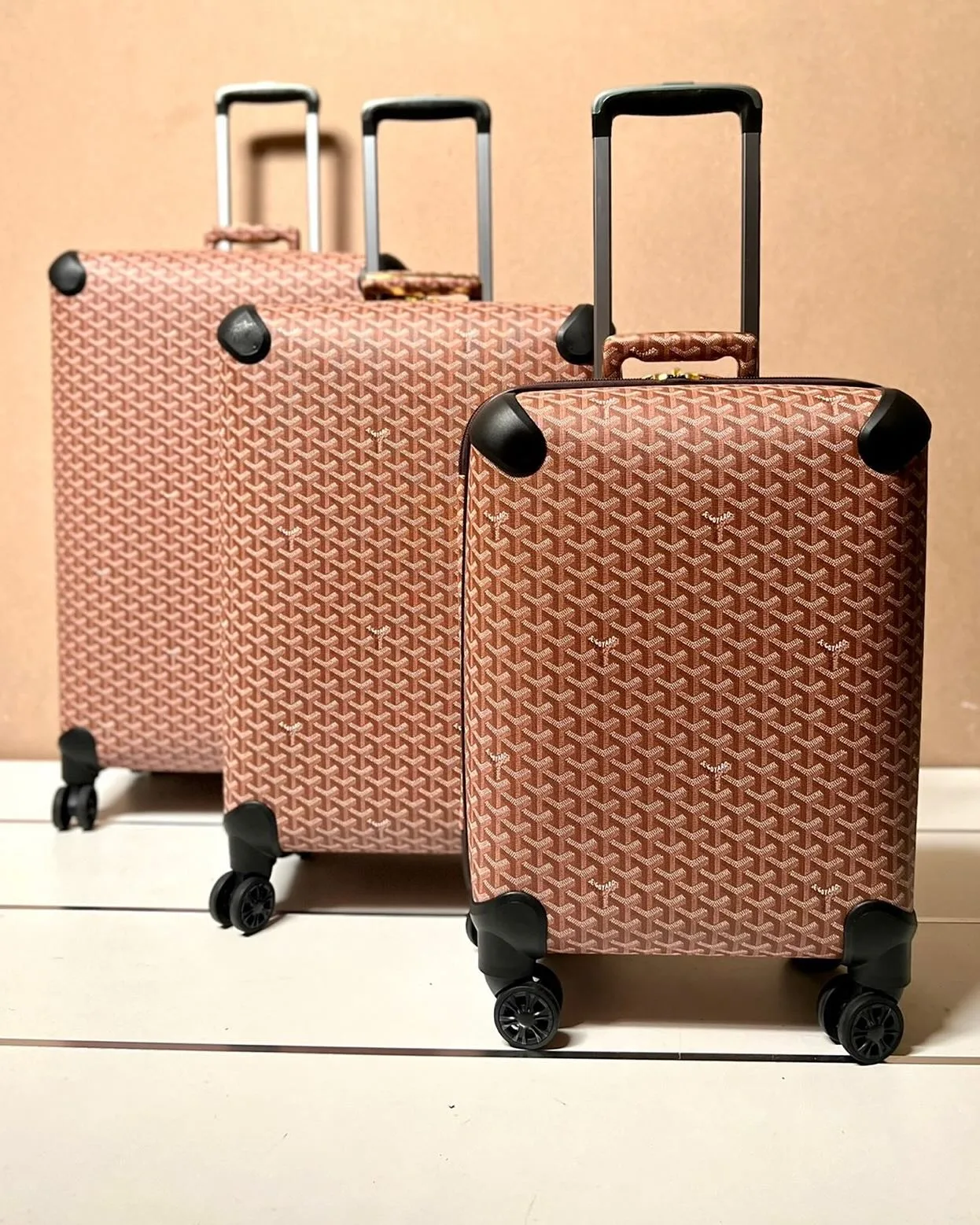 Goyard studded/textured hardside luggage set photo 1
