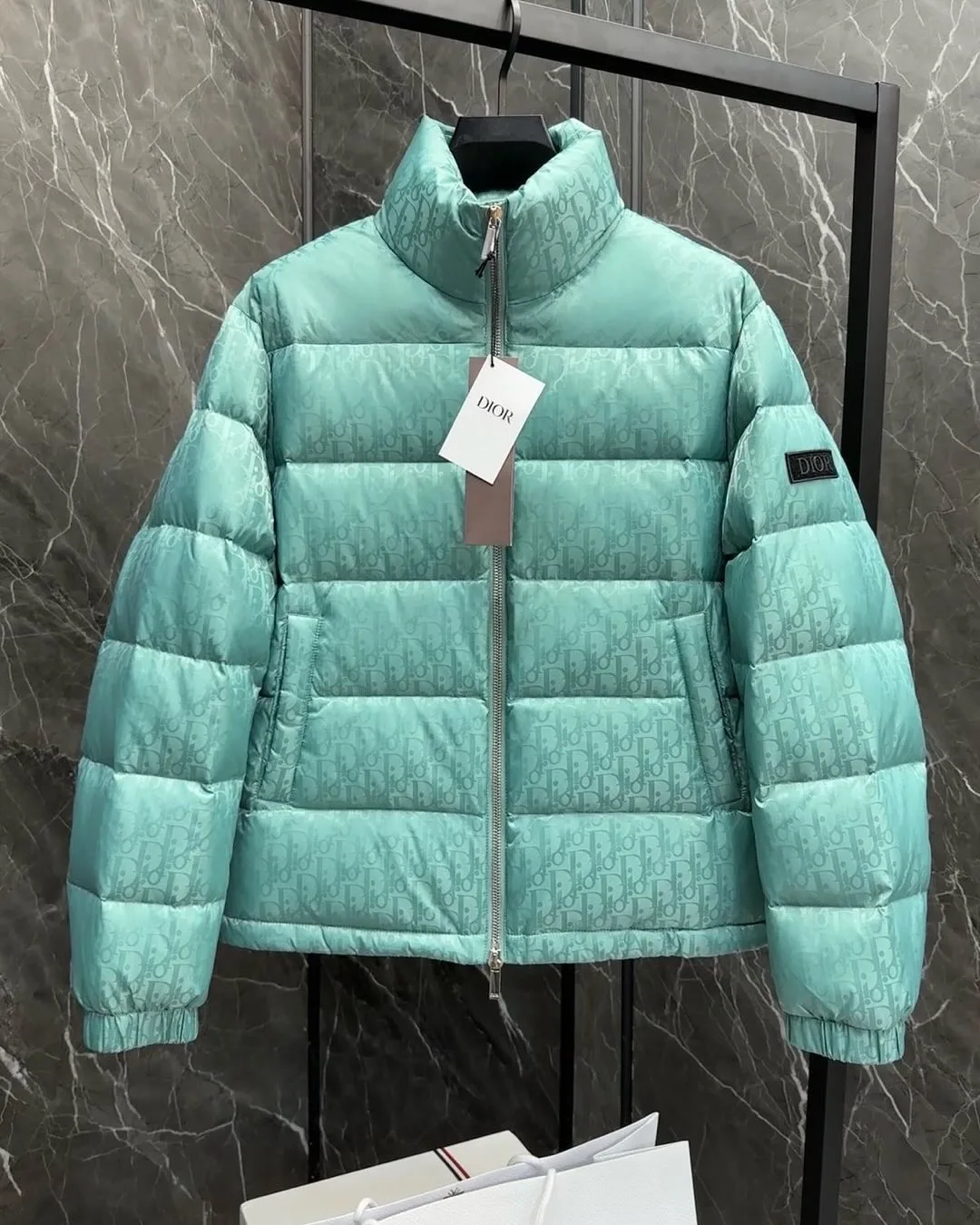 teal/mint quilted puffer jacket photo 1